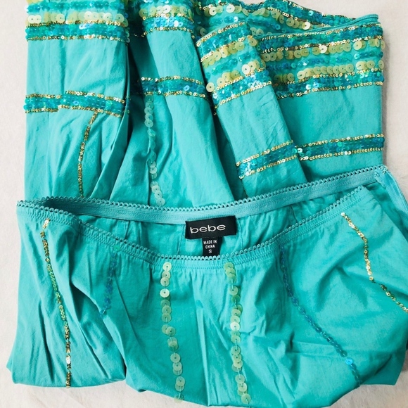 💼📁Bebe Blue Sequin Trimmed Size Small - Picture 8 of 8